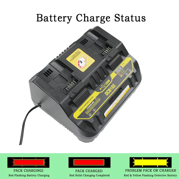 RapidCharge Dual Port Charger™ 18V/20V (Dewalt Compatible)