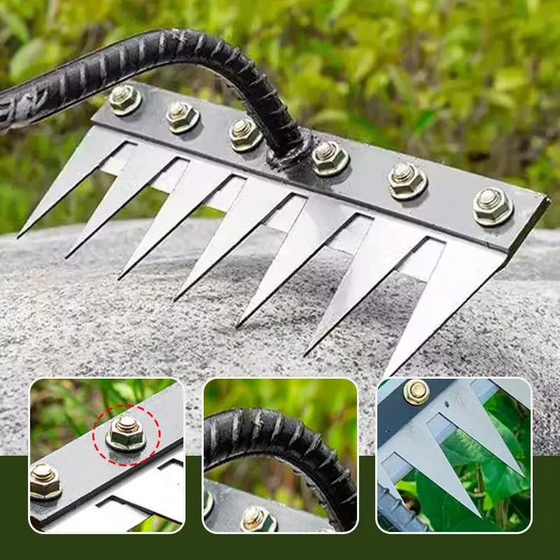 Premium Manganese Steel Garden Rake™ – Heavy-Duty Landscaping Tool for Soil, Gravel & Leaves