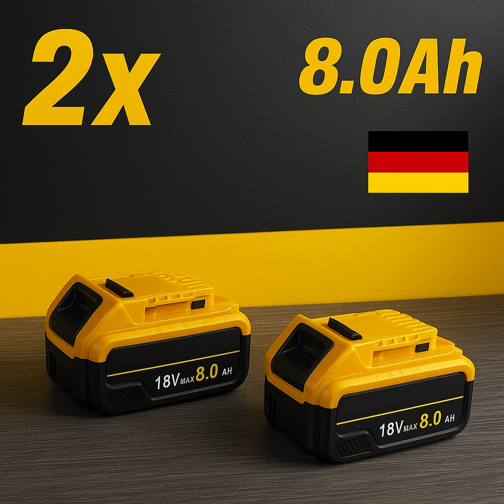 x2 PowerMax 8000mAh Battery™ – High-Capacity 20V MAX Replacement for Dewalt Tools (2-Pack)