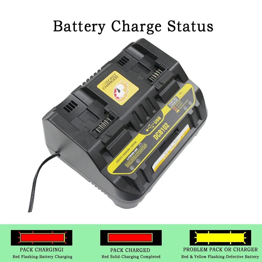 RapidCharge Dual Port Charger™ – Fast Smart Charging Dock for 18V/20V Lithium-Ion Batteries (Makita/Dewalt Compatible)