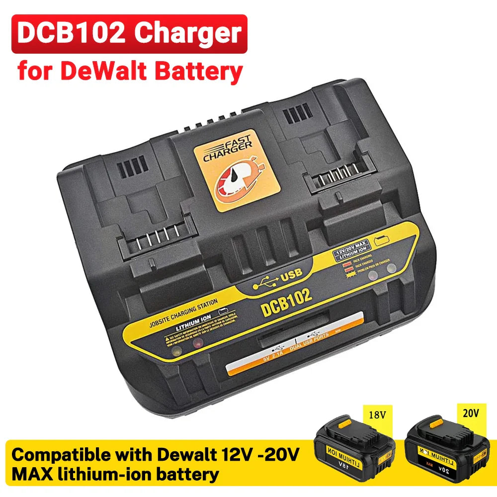 RapidCharge Dual Port Charger™ – Fast Smart Charging Dock for 18V/20V Lithium-Ion Batteries (Makita/Dewalt Compatible)