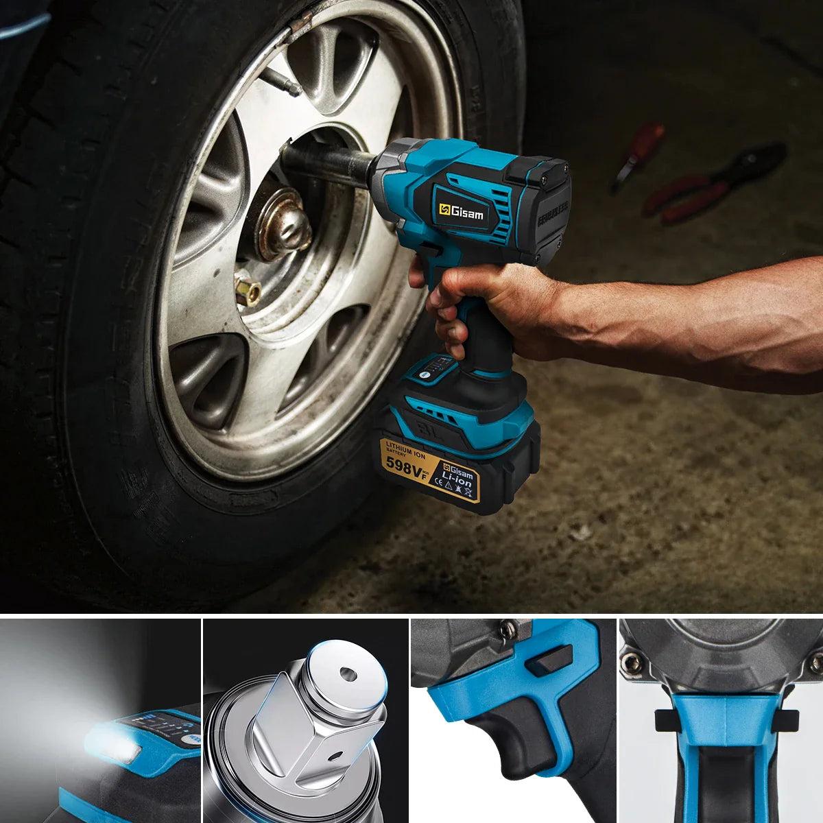 PowerTorque Cordless Impact Wrench™ – High-Torque 1/2" Electric Driver with Rechargeable Battery for Automotive & Heavy-Duty Use