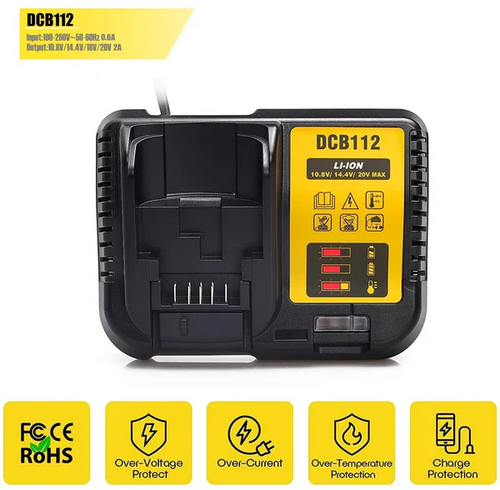 Single PowerMax Charger™ – Fast Smart Charger for 18V/20V Lithium Batteries (Dewalt Compatible)