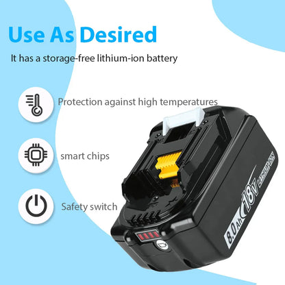 High-Capacity Makita/Compatible Battery Upgrade™ – 18V 6.0Ah Lithium-Ion Replacement for Cordless Power Tools