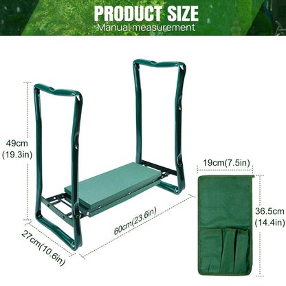 Comfort Garden Kneeler Seat™ – Foldable Garden Bench with Soft Foam Pad & Tool Pouch for Easy Kneeling & Sitting