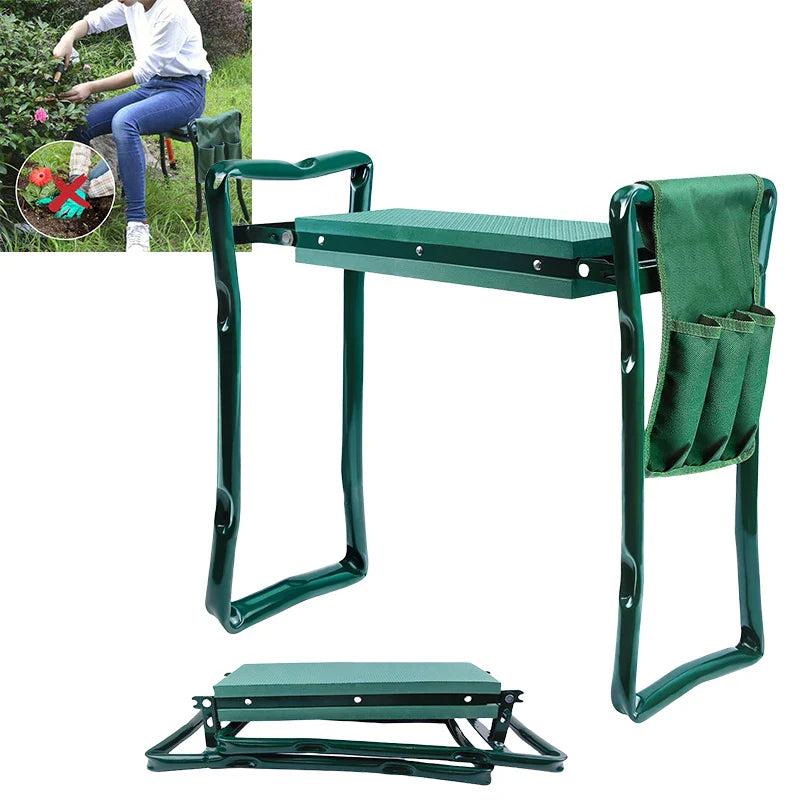 Comfort Garden Kneeler Seat™ – Foldable Garden Bench with Soft Foam Pad & Tool Pouch for Easy Kneeling & Sitting