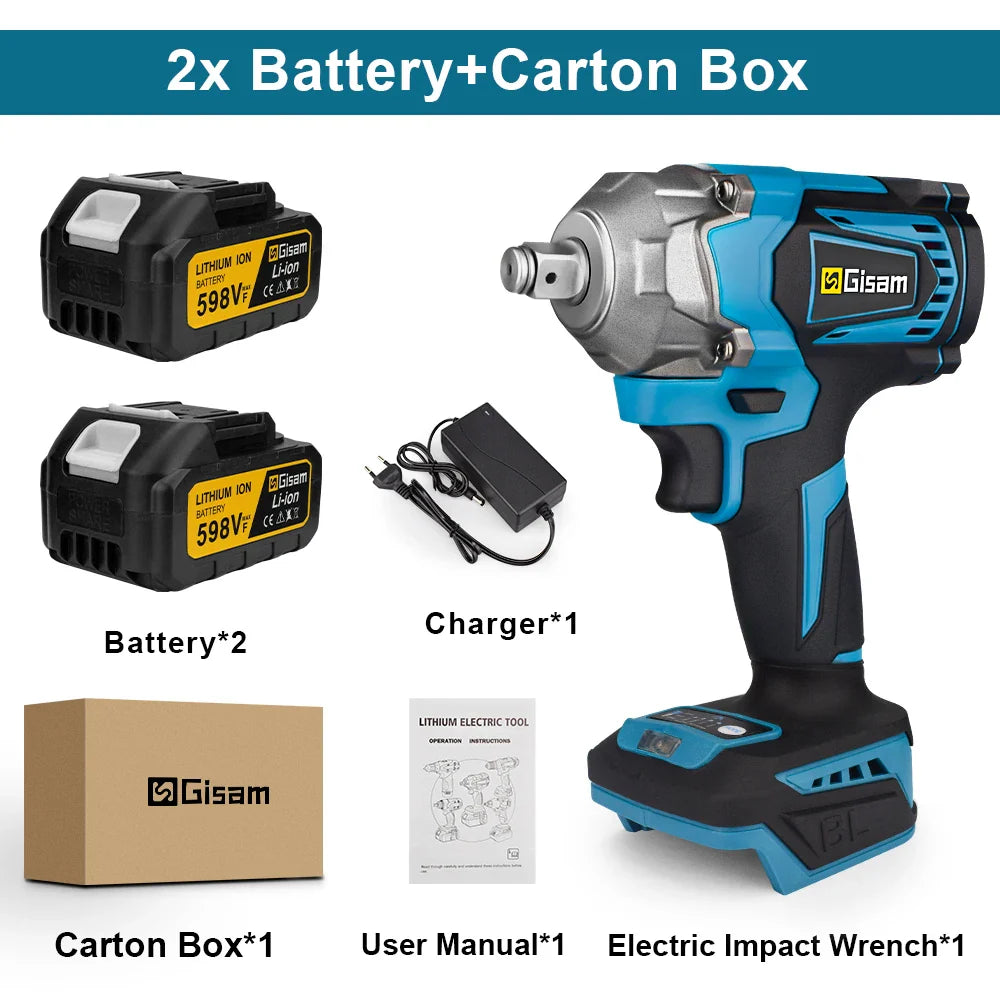 PowerTorque Cordless Impact Wrench™ – High-Torque 1/2" Electric Driver with Rechargeable Battery for Automotive & Heavy-Duty Use