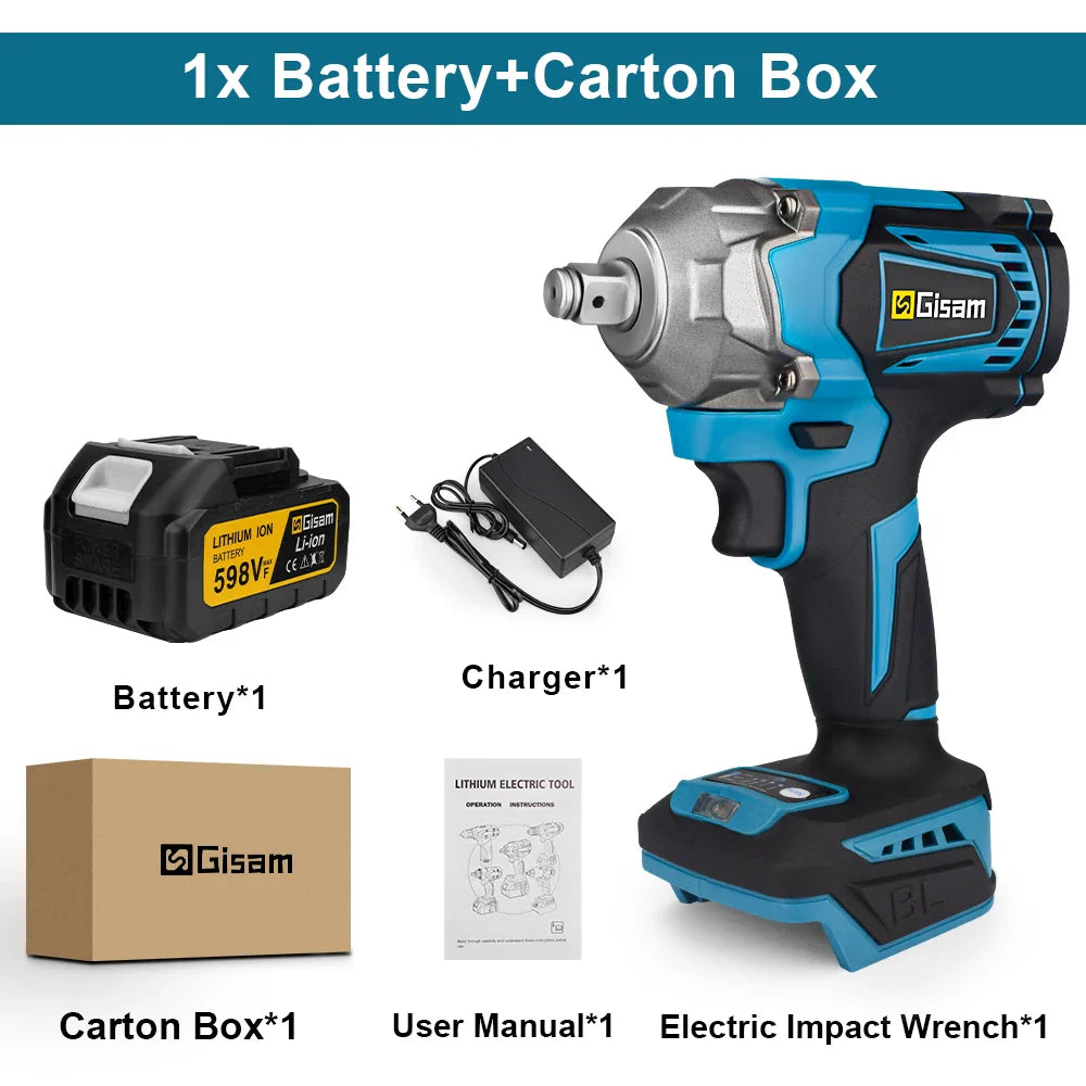 PowerTorque Cordless Impact Wrench™ – High-Torque 1/2" Electric Driver with Rechargeable Battery for Automotive & Heavy-Duty Use