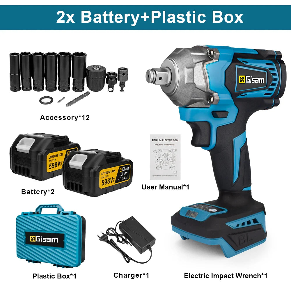 PowerTorque Cordless Impact Wrench™ – High-Torque 1/2" Electric Driver with Rechargeable Battery for Automotive & Heavy-Duty Use