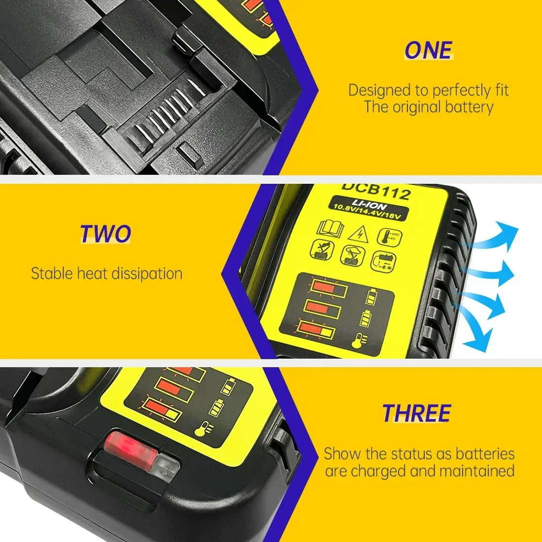 Single PowerMax Charger™ – Fast Smart Charger for 18V/20V Lithium Batteries (Dewalt Compatible)