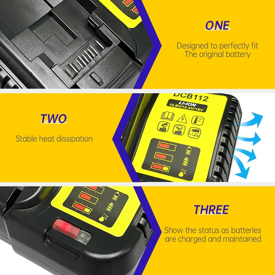 Single PowerMax Charger™ – Fast Smart Charger for 18V/20V Lithium Batteries (Dewalt/Makita Compatible)