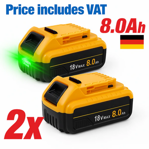 x2 PowerMax 8000mAh Battery™ – High-Capacity 20V MAX (2-Pack)